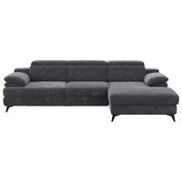 ECKSOFA Dunkelgrau Chenille Kopfstütze  - Dunkelgrau/Schwarz, Design, Textil/Metall (291/178cm) - Livetastic