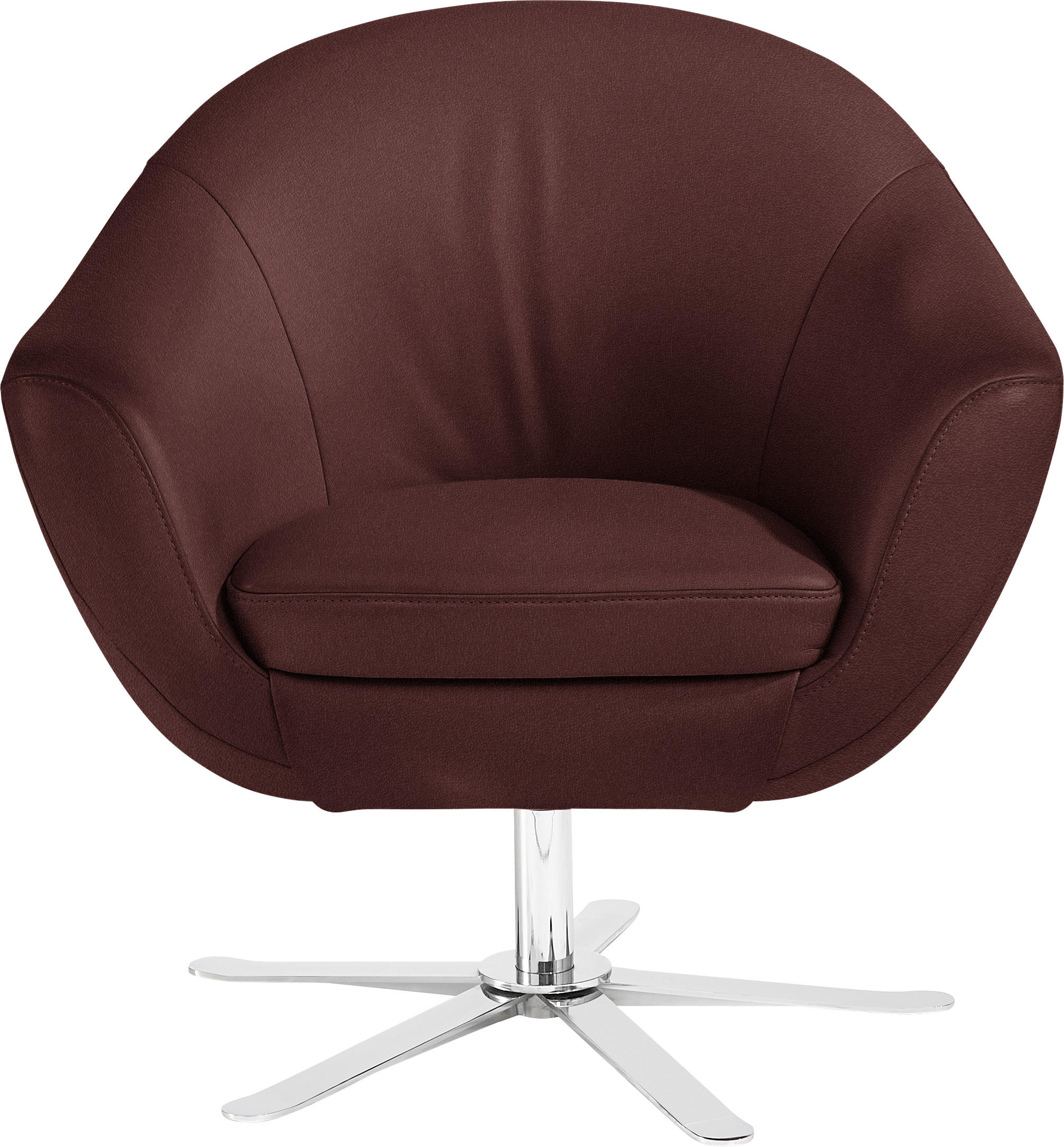 COCKTAILSESSEL Echtleder Weinrot    - Chromfarben/Weinrot, Design, Leder/Metall (84/82/71cm) - Joop!
