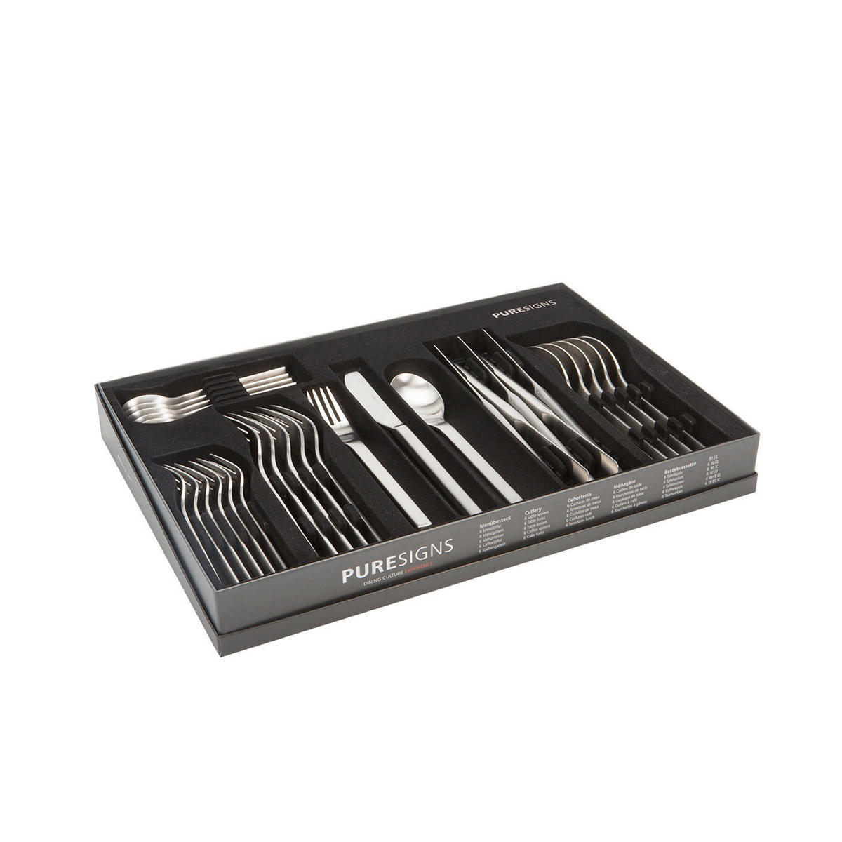 BESTECKSET ONE 30-teilig Edelstahl  für 6 Personen  - Edelstahlfarben, Basics, Metall - PURESIGNS