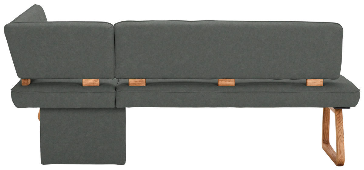 ECKBANK 208/155 cm Webstoff, Mikrofaser Dunkelgrau Eiche vollmassiv   - Dunkelgrau, KONVENTIONELL, Holz/Textil (208/155cm) - Venda