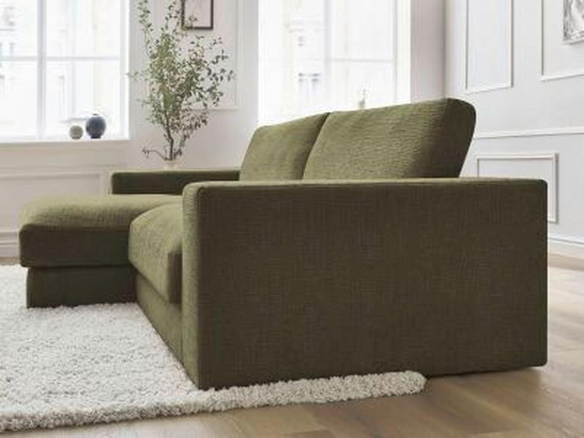 ECKSOFA Ottomane links  LEONARD  Grün Struktur  - Schwarz/Grün, MODERN, Kunststoff/Textil (159/274cm)