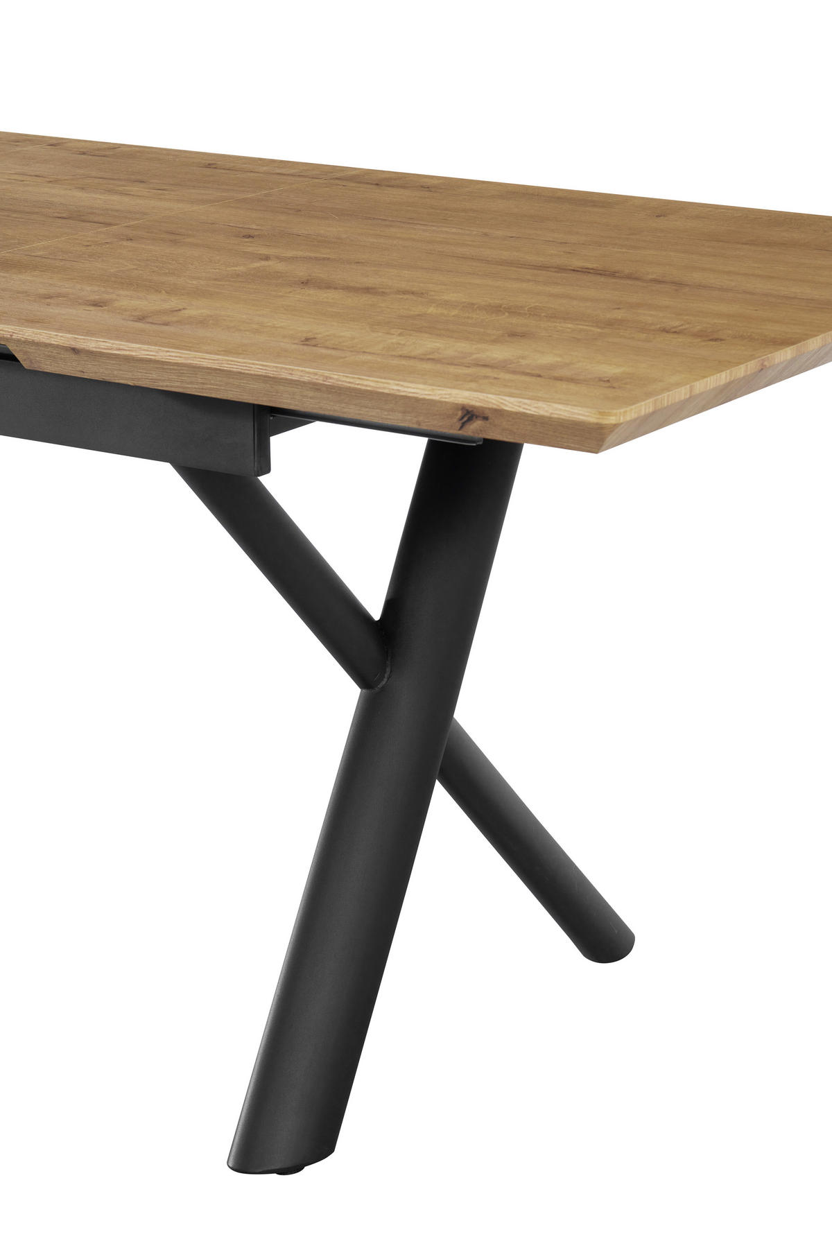 ESSTISCH 200/90/76 cm Nachbildung  Metall, Holzwerkstoff ausziehbar rechteckig Schwarz, Eichefarben  - Eichefarben/Schwarz, MODERN, Holzwerkstoff/Metall (200/90/76cm) - Livetastic