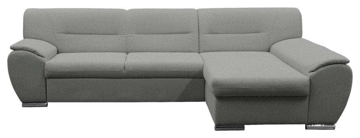 ECKSOFA in Flachgewebe Hellgrau  281/167 cm  - Silberfarben/Hellgrau, Design, Kunststoff/Textil (281/167cm) - MID.YOU