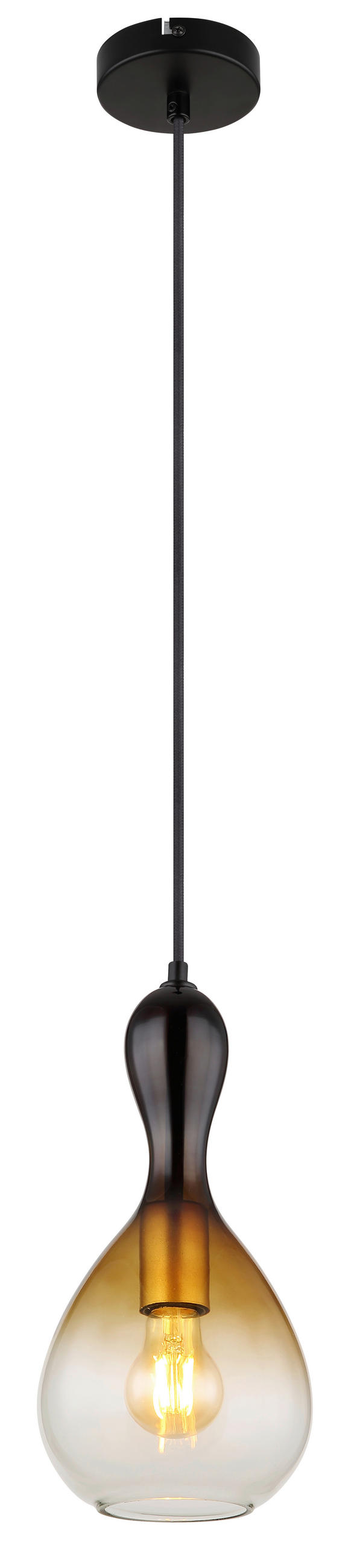 HÄNGELEUCHTE 16,5/120 cm    - Klar/Goldfarben, Design, Glas/Textil (16,5/120cm) - Globo