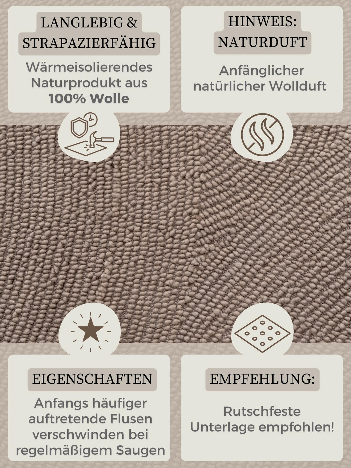 LÄUFER 80/300 cm Eleni  - Taupe, Basics, Textil (80/300cm) - Hanse Home