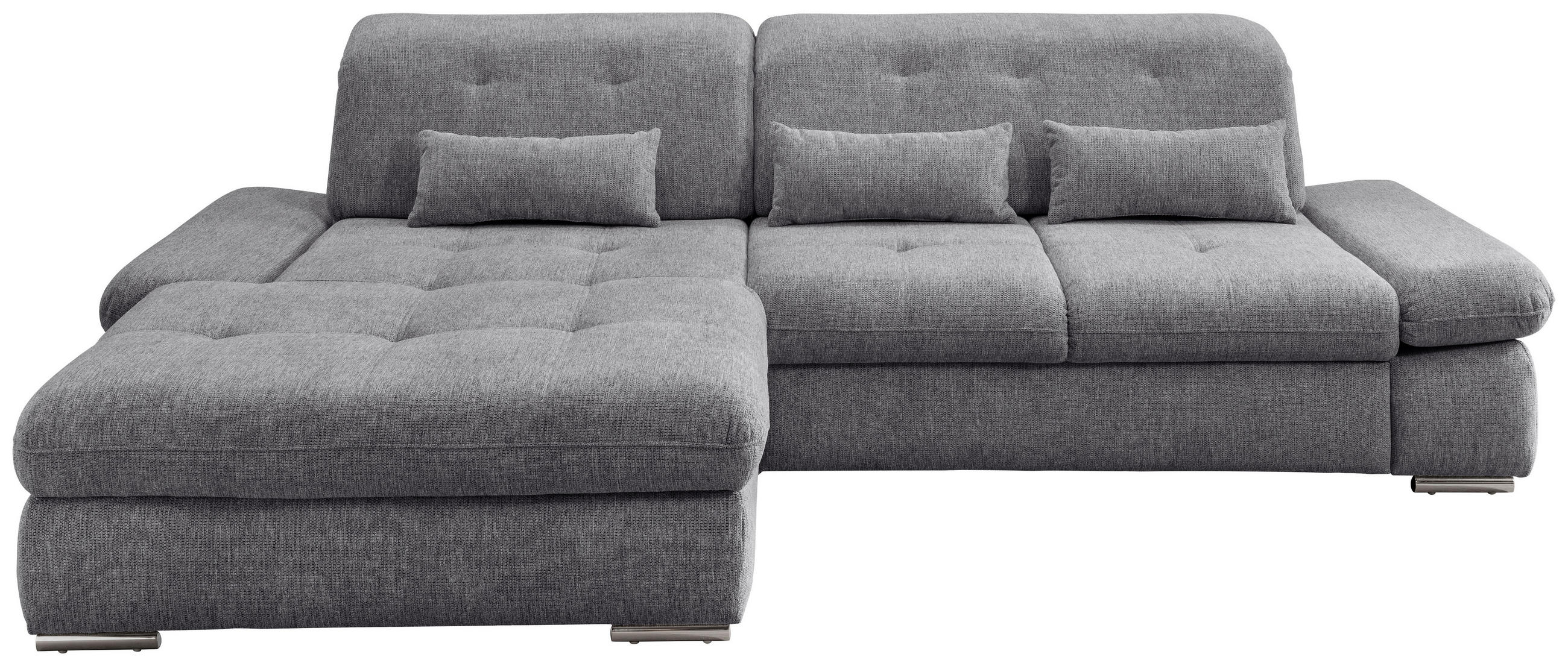 ECKSOFA in Chenille Dunkelgrau  - Chromfarben/Dunkelgrau, Design, Textil/Metall (196/300cm) - Livetastic