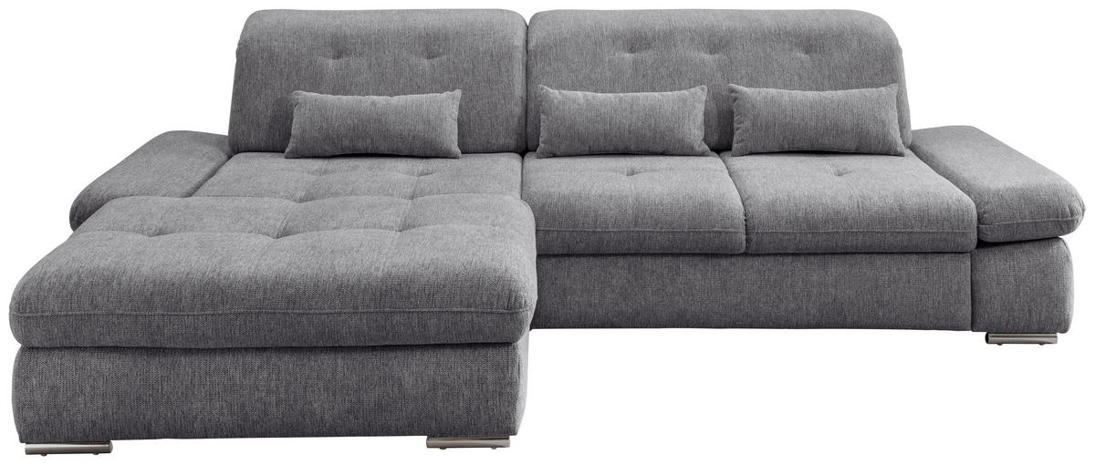 ECKSOFA in Chenille Dunkelgrau  - Chromfarben/Dunkelgrau, Design, Textil/Metall (196/300cm) - Livetastic