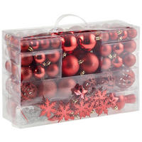 CHRISTBAUMKUGEL-SET 111-teilig  - Rot, Trend, Kunststoff (36/23/12cm) - X-Mas