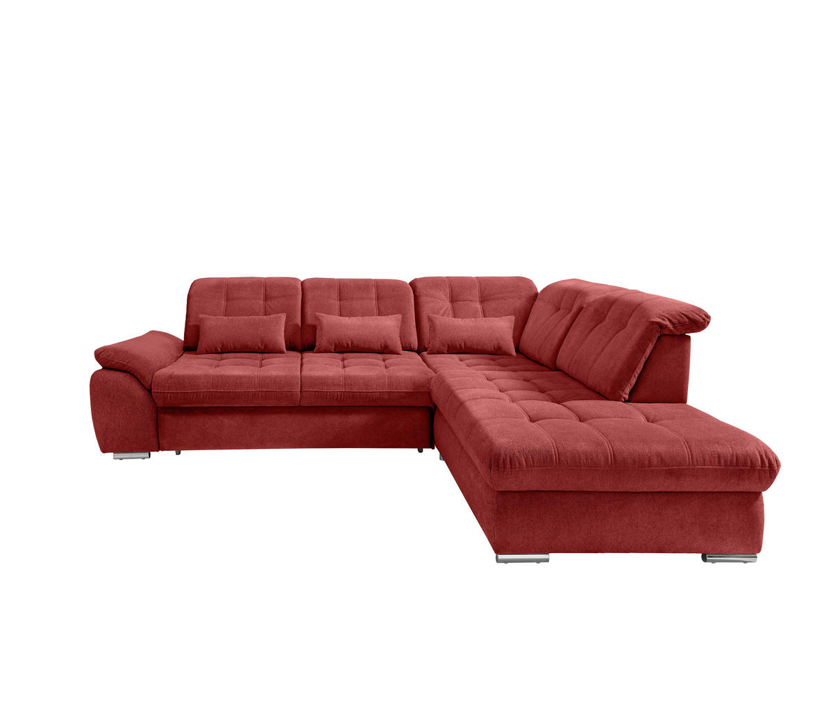 ECKSOFA Flachgewebe Rot  - Chromfarben/Rot, Modern, Textil/Metall (308/254cm) - Livetastic