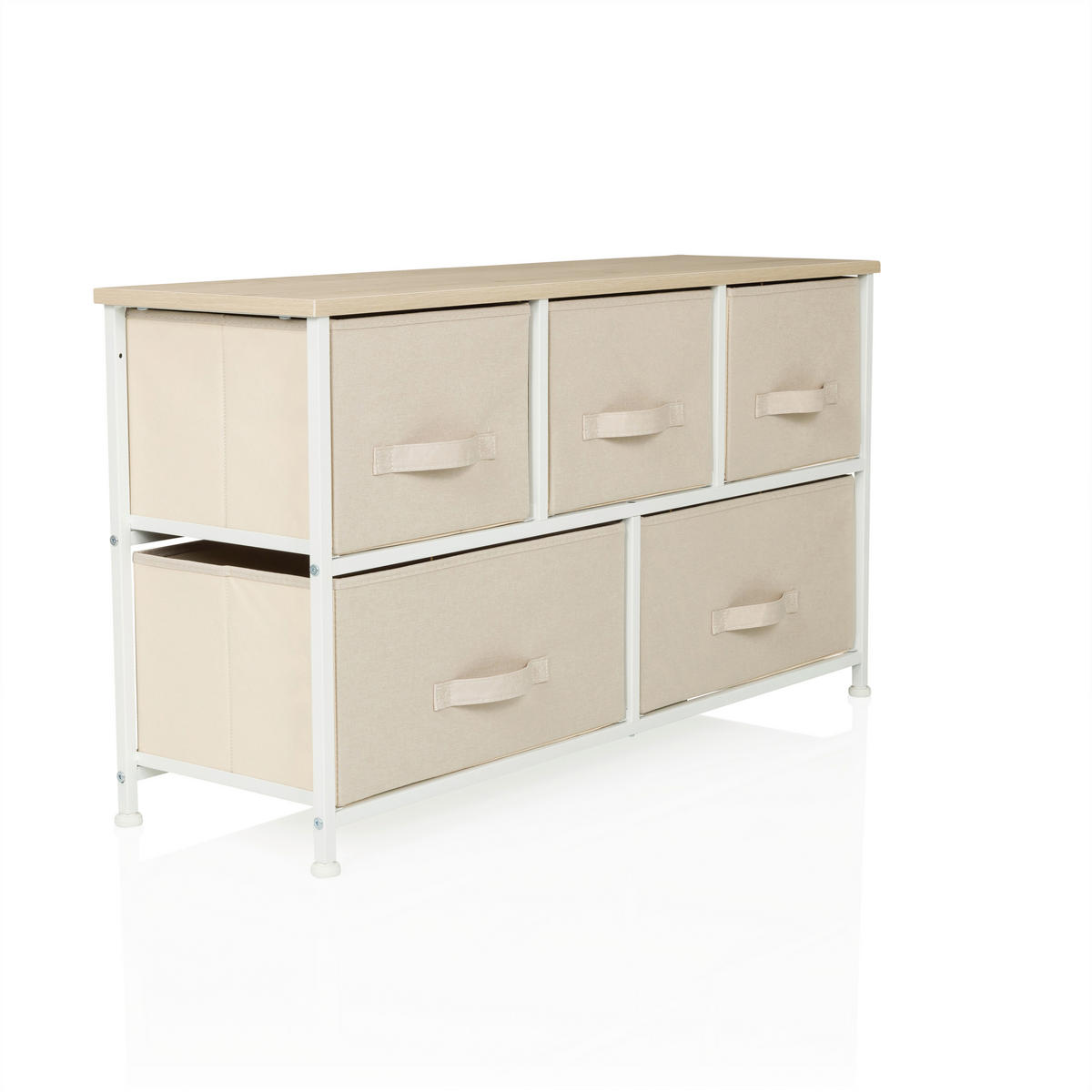 KOMMODE  in 100/55/30 cm  - Beige/Weiß, MODERN, Kunststoff/Textil (100/55/30cm) - MID.YOU