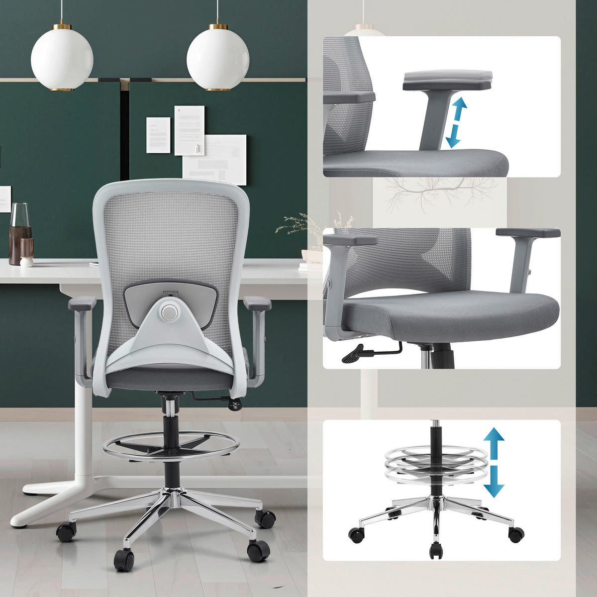DREHSTUHL Flachgewebe Grau  - Grau, MODERN, Kunststoff/Textil (68/136/60cm) - MID.YOU
