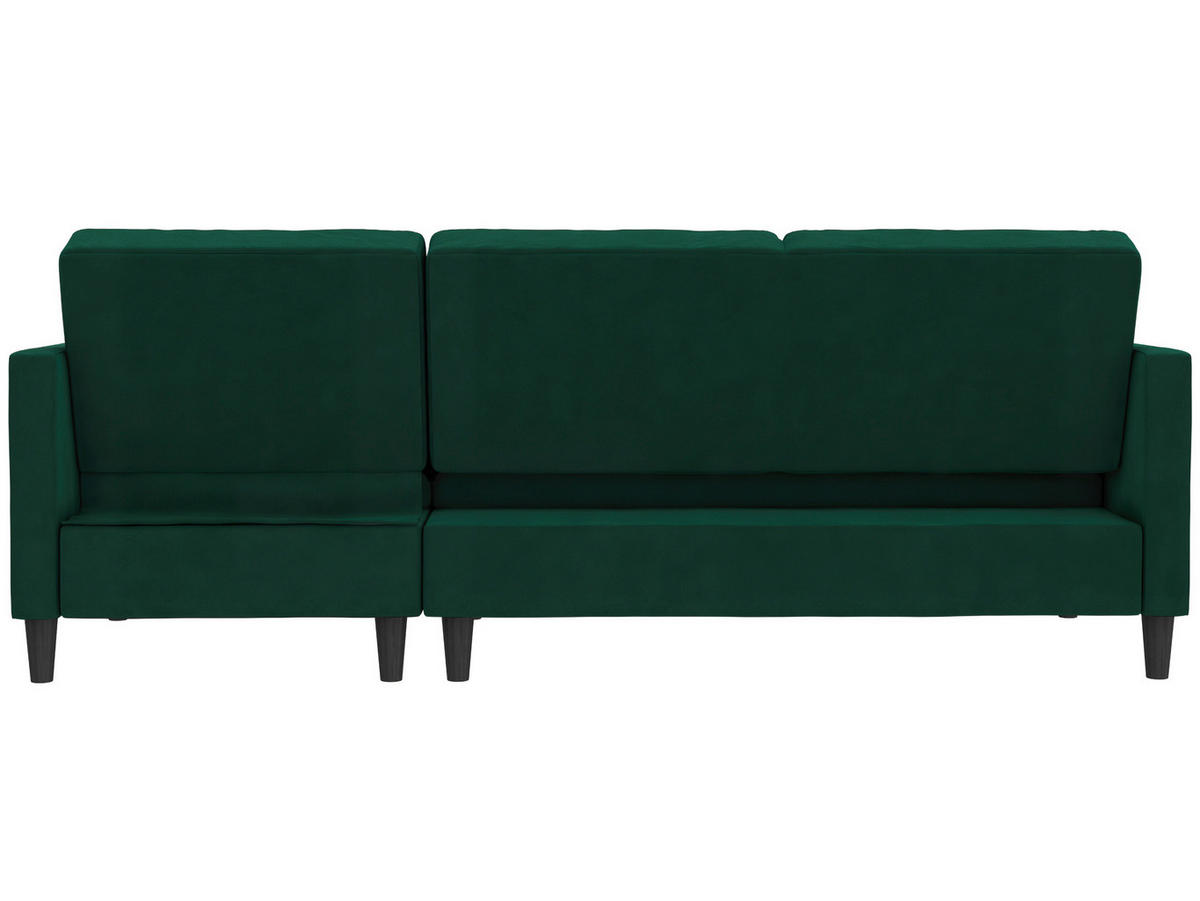 ECKSOFA PALERMO in Velours Dunkelgrün  - Dunkelgrün/Schwarz, Basics, Kunststoff/Textil (213/154cm) - Livetastic