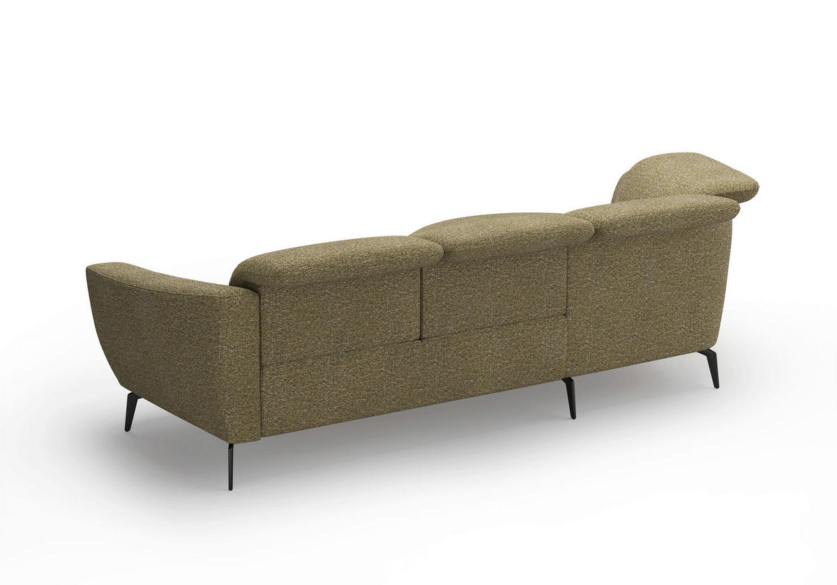 ECKSOFA ZOE E Olivgrün Chenille  - Schwarz/Olivgrün, KONVENTIONELL, Textil/Metall (199/309cm) - Sit & More