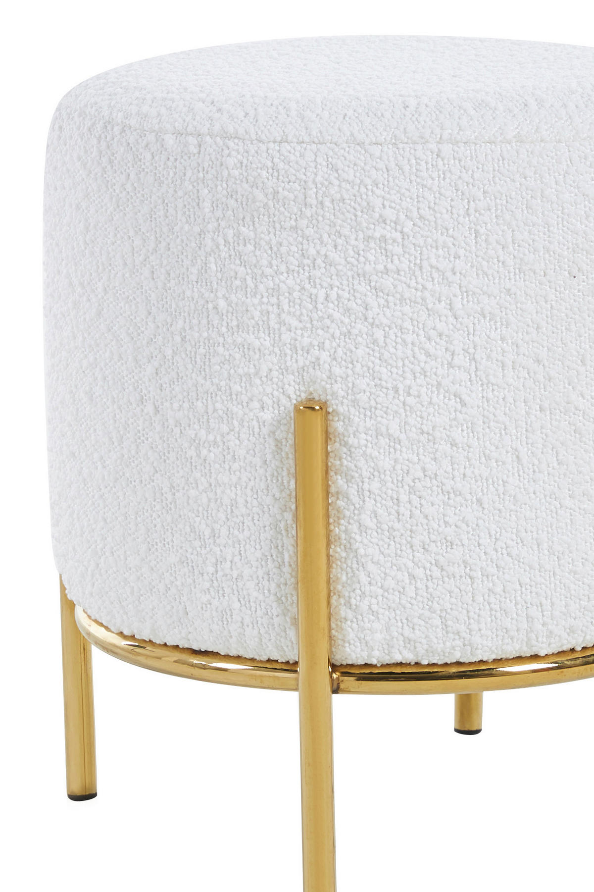 HOCKER Bouclé Weiß, Goldfarben  - Goldfarben/Weiß, MODERN, Textil/Metall (35/38/35cm) - Livetastic