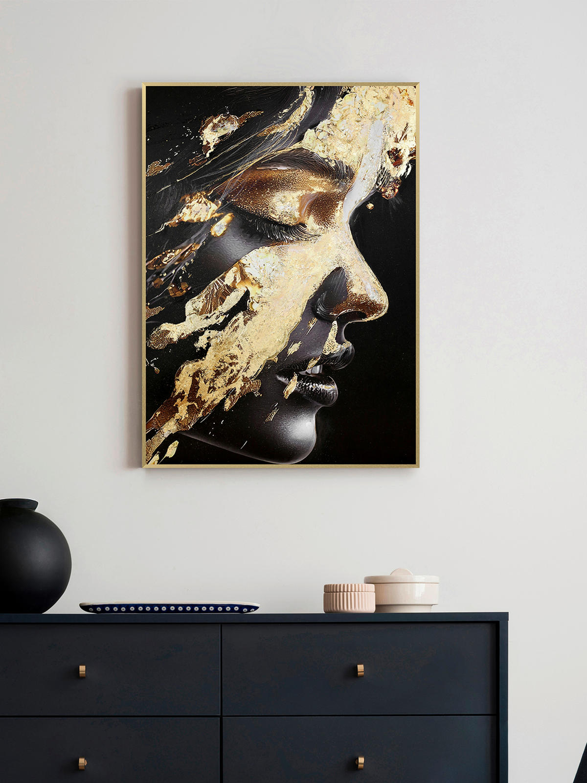 ÖLGEMÄLDE Frauen 50/70 cm  - Goldfarben/Multicolor, Design, Holzwerkstoff/Textil (50/70cm) - Monee