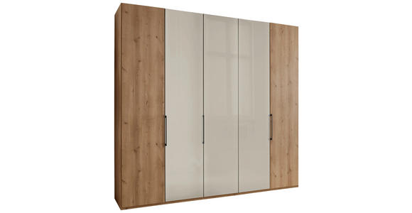 DREHTÜRENSCHRANK in Champagner, Eiche Bianco - Schieferfarben/Eiche Bianco, KONVENTIONELL, Glas/Holzwerkstoff (250/236/58cm) - Dieter Knoll