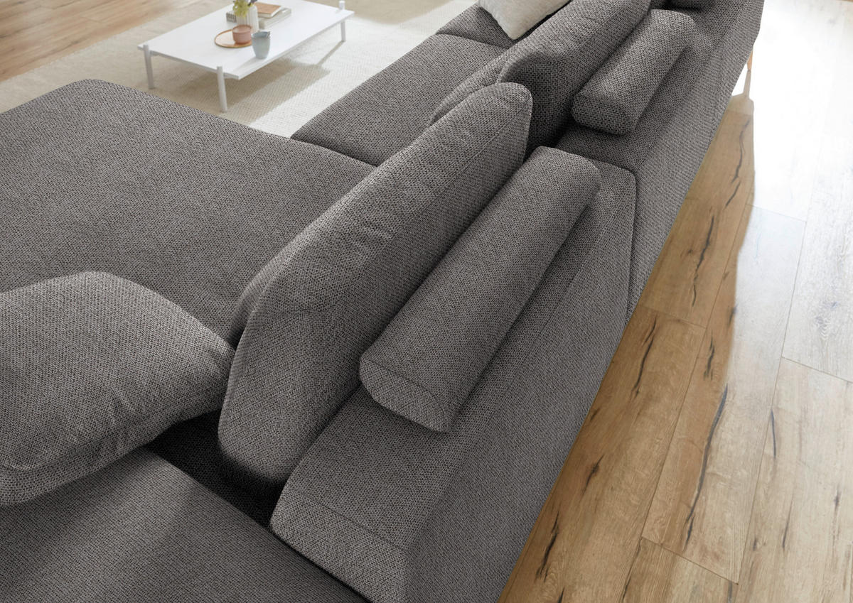 ECKSOFA in Flachgewebe Dunkelbraun  - Wildeiche/Dunkelbraun, Design, Holz/Textil (334/193cm) - Niels Andersson