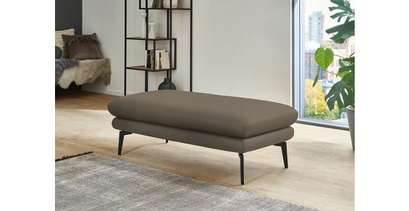 ECKSOFA in Echtleder Greige 180/310 cm - Greige/Schwarz, Design, Leder/Metall (180/310cm) - Dieter Knoll