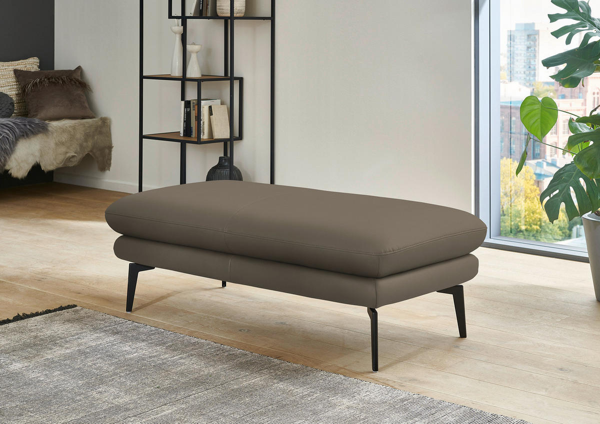 ECKSOFA in Echtleder Greige  - Greige/Schwarz, Design, Leder/Metall (180/310cm) - Dieter Knoll
