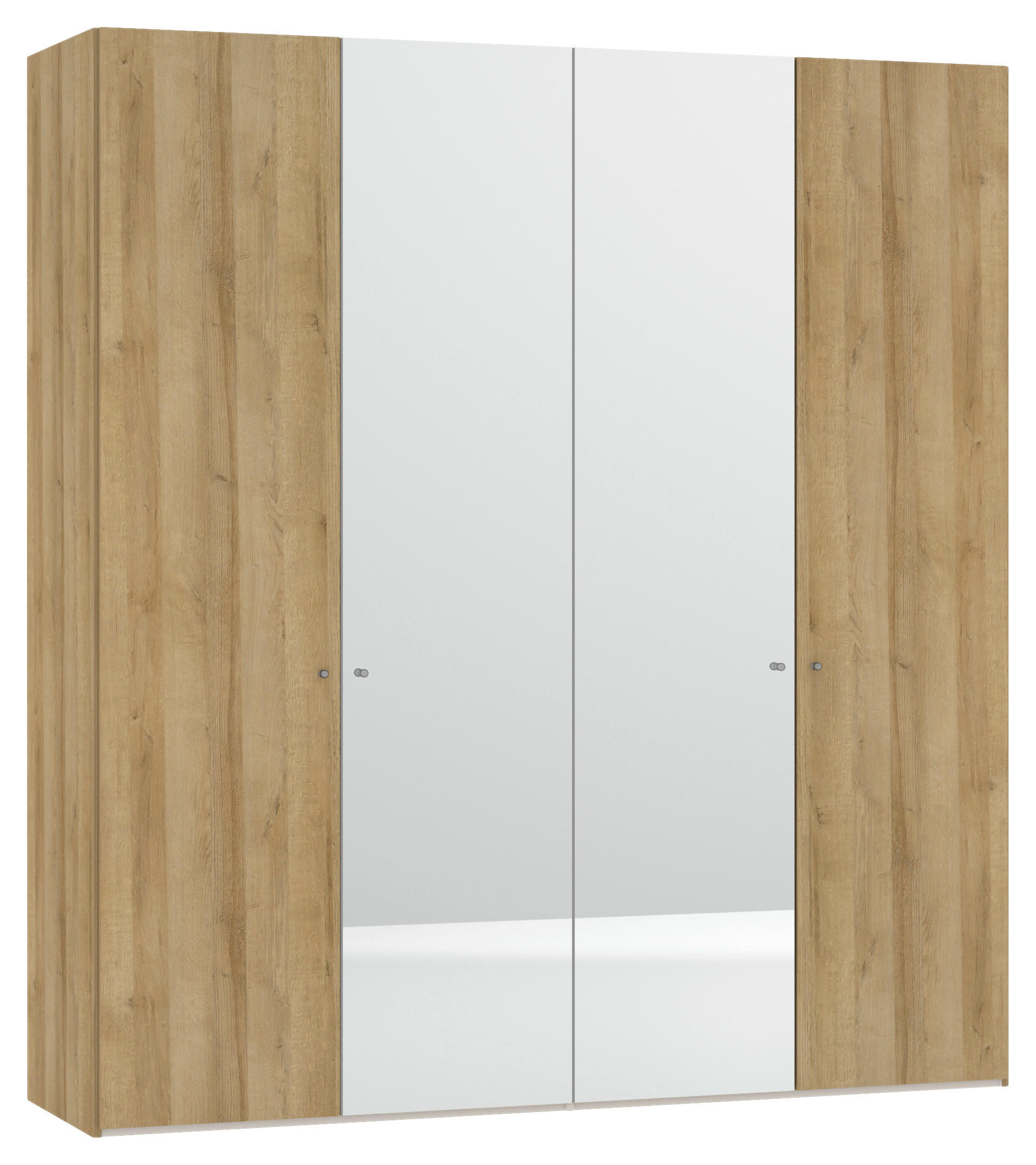 DREHTÜRENSCHRANK 203/220/59 cm,  in Eichefarben, 4-türig  - Eichefarben/Silberfarben, Design, Glas/Holzwerkstoff (203/220/59cm) - Jutzler