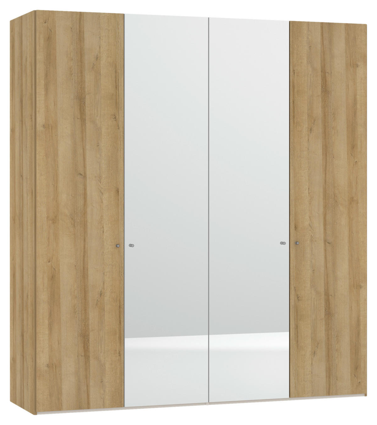 DREHTÜRENSCHRANK 203/220/59 cm,  in Eichefarben, 4-türig  - Eichefarben/Silberfarben, Design, Glas/Holzwerkstoff (203/220/59cm) - Jutzler