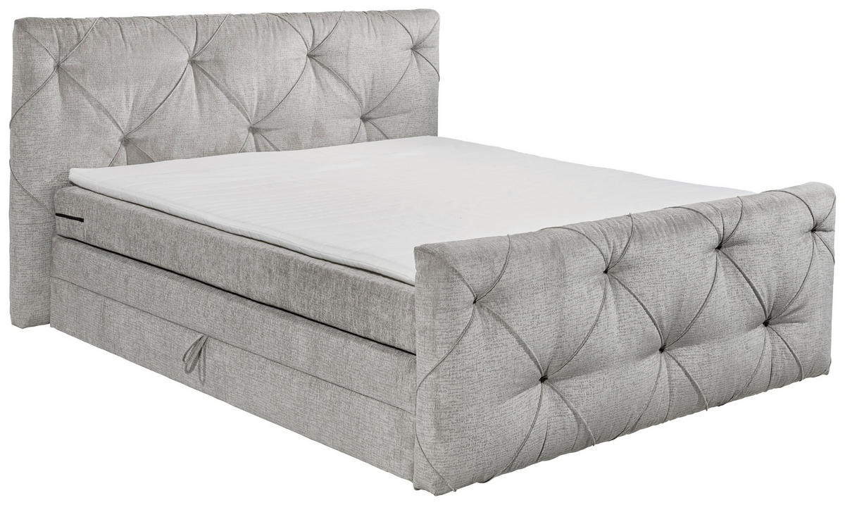BOXSPRINGBETT 180/200 cm  in Grau  - Schwarz/Grau, Design, Holzwerkstoff/Kunststoff (180/200cm) - Boxxx