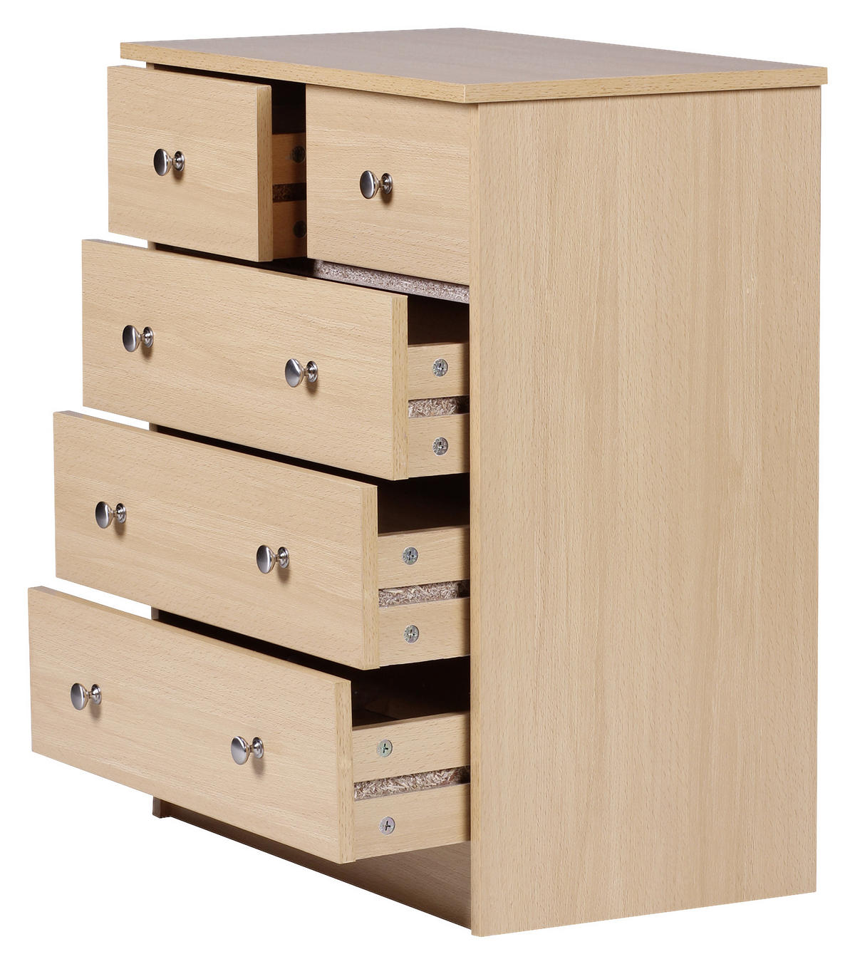 KOMMODE 60/70/35 cm  in Buchefarben  - Silberfarben/Buchefarben, Konventionell, Holzwerkstoff/Metall (60/70/35cm) - MID.YOU