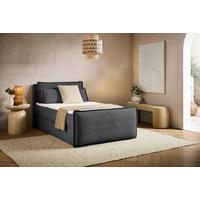 BOXBETT 120/200 cm,  in Anthrazit, Kissen, Bettkasten, Topper, H3 = fest  - Anthrazit/Schwarz, Design, Kunststoff/Textil (120/200cm) - Chameo