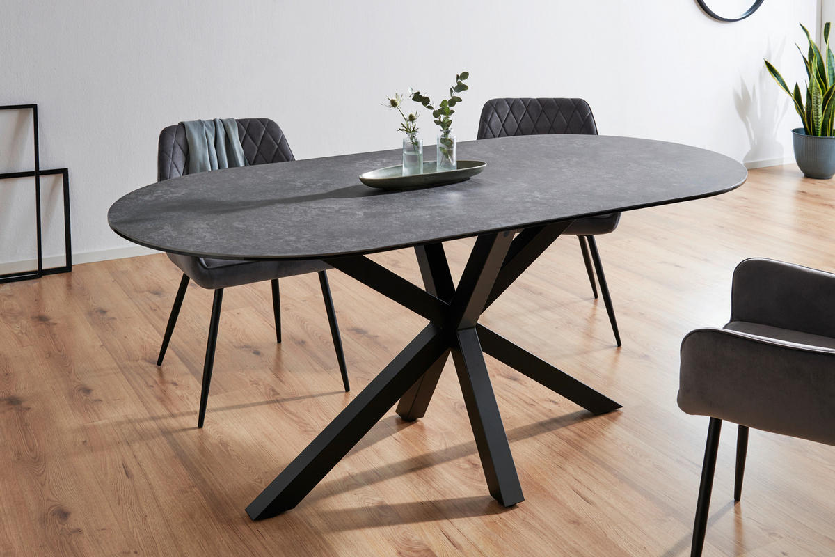 STOL ZA BLAGOVAONICU  crna, tamno siva  metal, keramika      - tamno siva/crna, Moderno, metal/keramika (180/90/75cm) - Livetastic