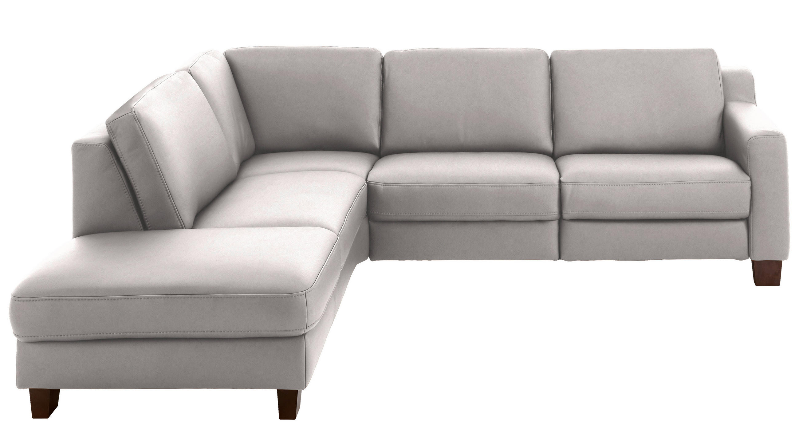 ECKSOFA in Echtleder Grau  - Eichefarben/Grau, Design, Leder/Holz (235/259cm) - Valdera