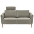 2-SITZER-SOFA  in Echtleder Hellgrau   - Eichefarben/Beige, Natur, Leder/Holz (182/86/87cm) - Valnatura