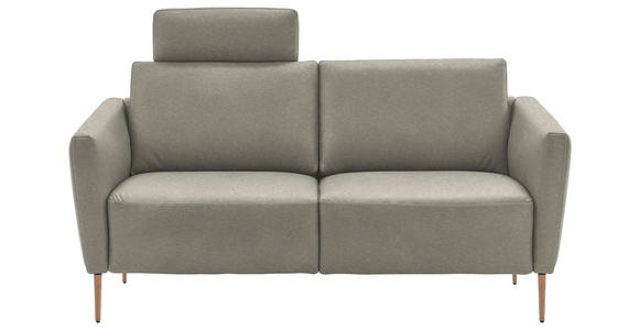 2-SITZER-SOFA  in Echtleder Hellgrau   - Eichefarben/Beige, Natur, Leder/Holz (182/86/87cm) - Valnatura