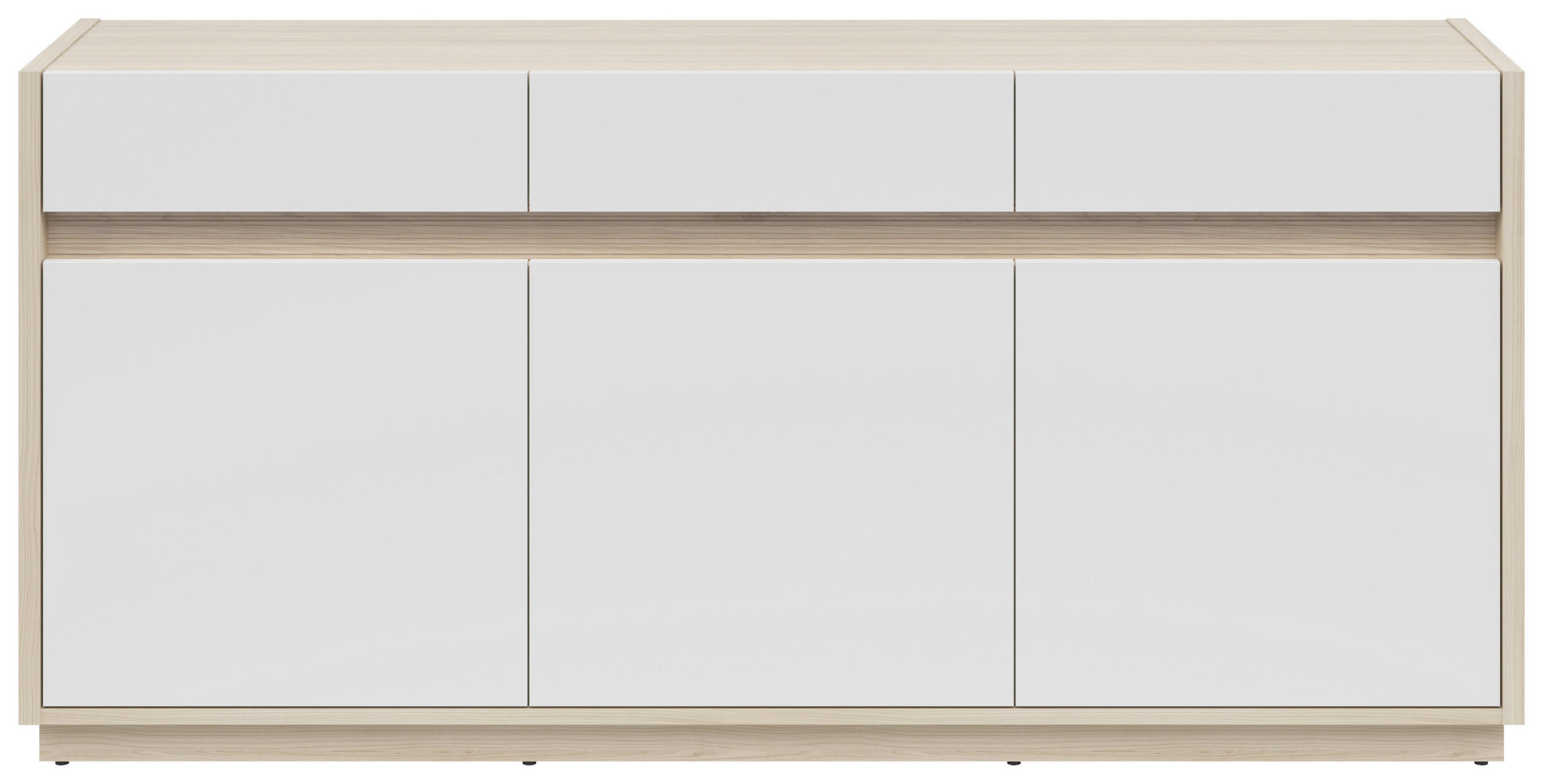 SIDEBOARD 173,5/80,8/42 cm  in Weiß, Eichefarben  - Eichefarben/Schwarz, KONVENTIONELL, Holzwerkstoff/Kunststoff (173,5/80,8/42cm) - Hom`in