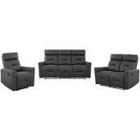 SITZGARNITUR Mikrofaser Grau  - Schwarz/Grau, Design, Textil/Metall - Livetastic