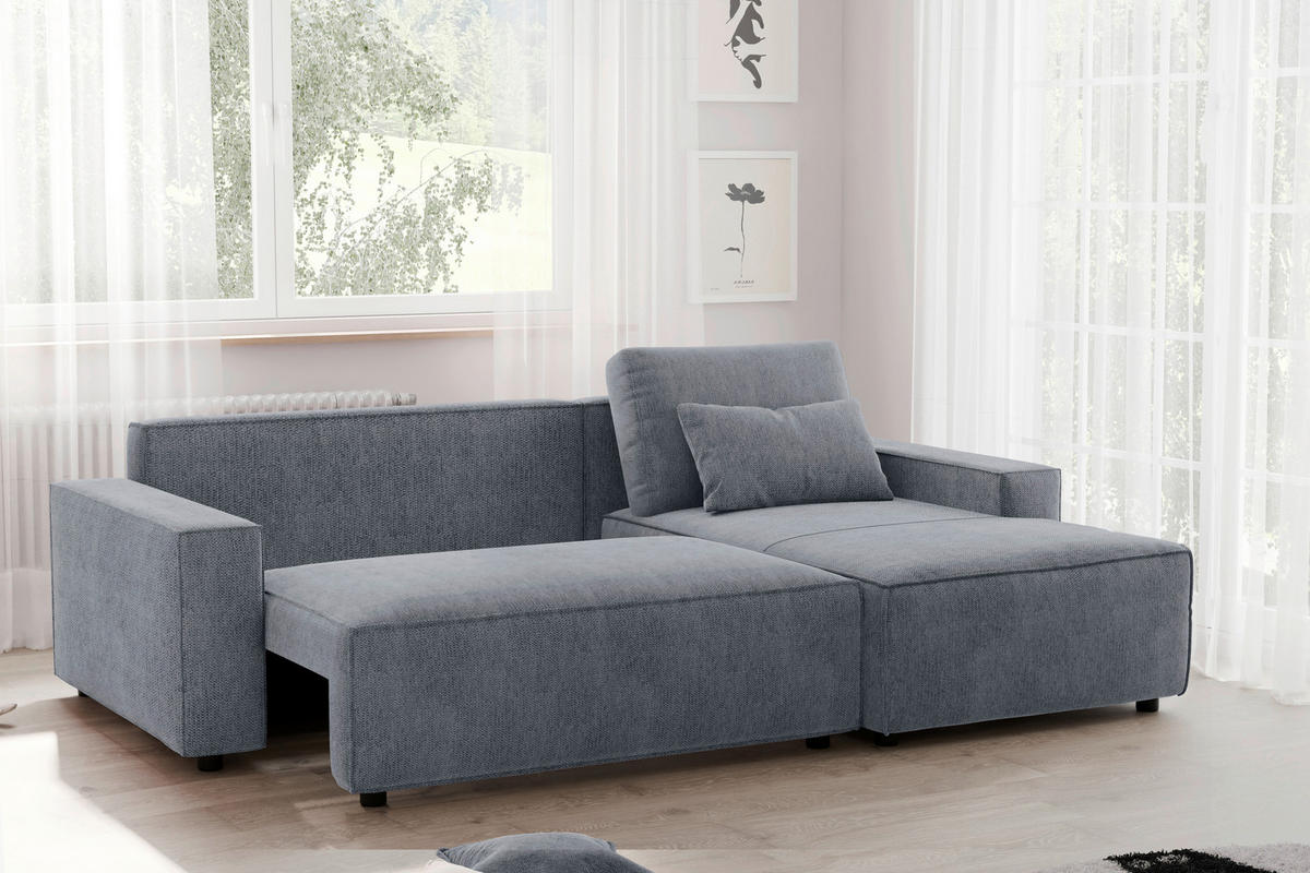 ECKSCHLAFSOFA  mit seitenverkehrt erhältlich, Rücken echt Chenille Anthrazit  - Anthrazit/Schwarz, MODERN, Kunststoff/Textil (247/154cm) - Livetastic
