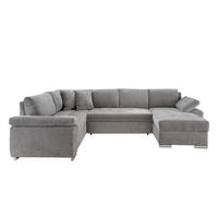 Wohnlandschaft in Mikrofaser Grau  - Chromfarben/Grau, KONVENTIONELL, Textil (219/305/157cm) - Livetastic