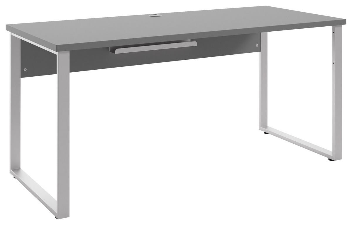 SCHREIBTISCH 70/160/75 cm  in Silberfarben, Dunkelgrau  - Dunkelgrau/Silberfarben, MODERN, Holzwerkstoff/Metall (70/160/75cm)