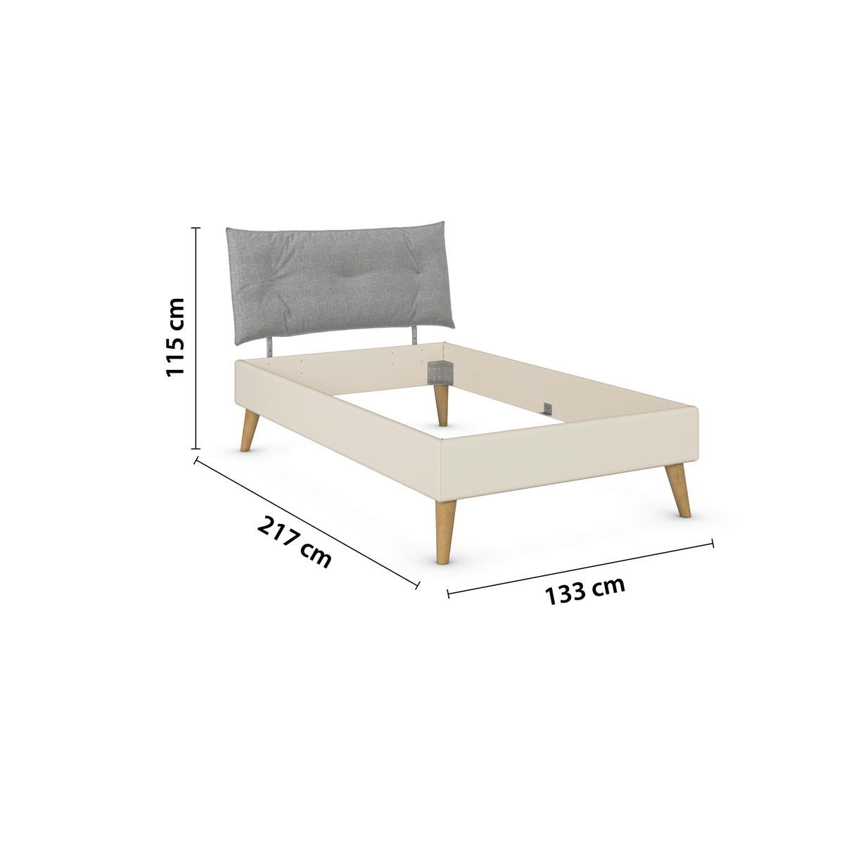 BETT 120/200 cm  in Champagner  - Wildeiche/Champagner, Design, Holz/Textil (120/200cm) - Carryhome