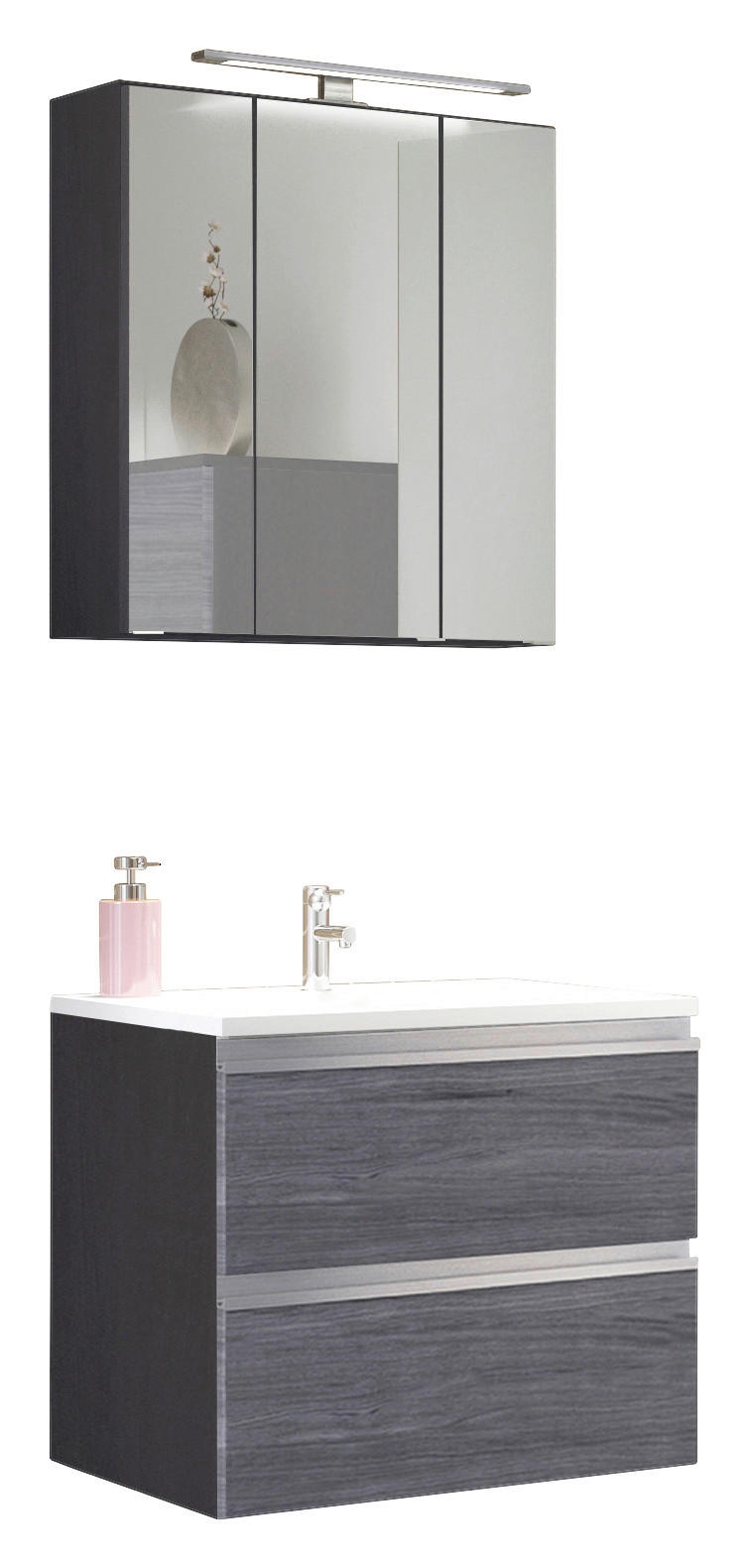 BADEZIMMER  in 60 cm  - Eichefarben/Silberfarben, Basics, Holzwerkstoff/Stein (60cm) - Held