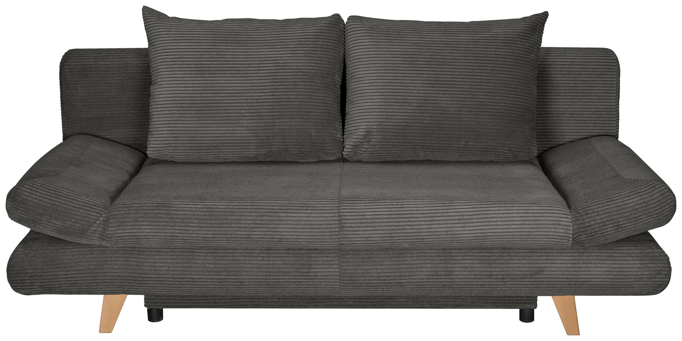 SCHLAFSOFA Cord Grau  - Buchefarben/Grau, KONVENTIONELL, Holz/Textil (200/75/85cm) - Carryhome