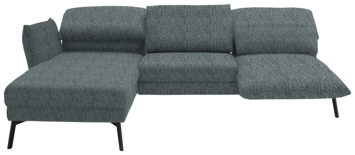 ECKSOFA in Flachgewebe Blaugrau  175/277 cm  - Blaugrau/Schwarz, Design, Textil/Metall (175/277cm) - Schöner Wohnen