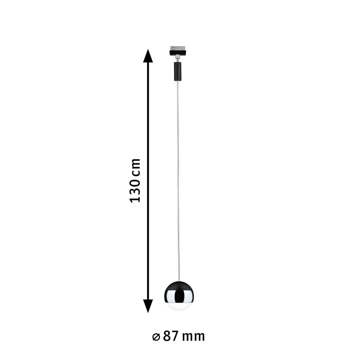 SCHIENENSYSTEM-HÄNGELEUCHTE URail 8,7/130 cm   - Chromfarben/Schwarz, KONVENTIONELL, Kunststoff/Metall (8,7/130cm) - Paulmann