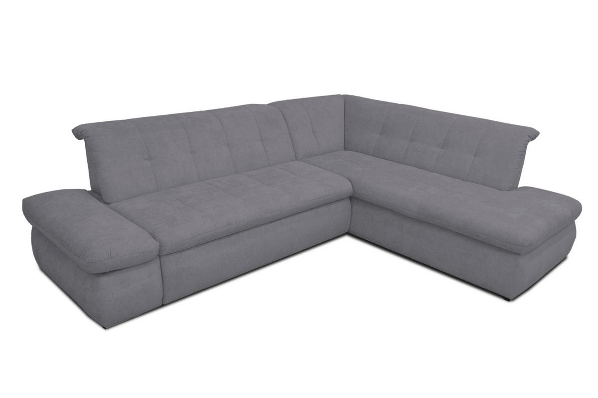 ECKSOFA in Mikrofaser Dunkelgrau  273/216 cm  - Chromfarben/Dunkelgrau, KONVENTIONELL, Textil/Metall (273/216cm) - MID.YOU