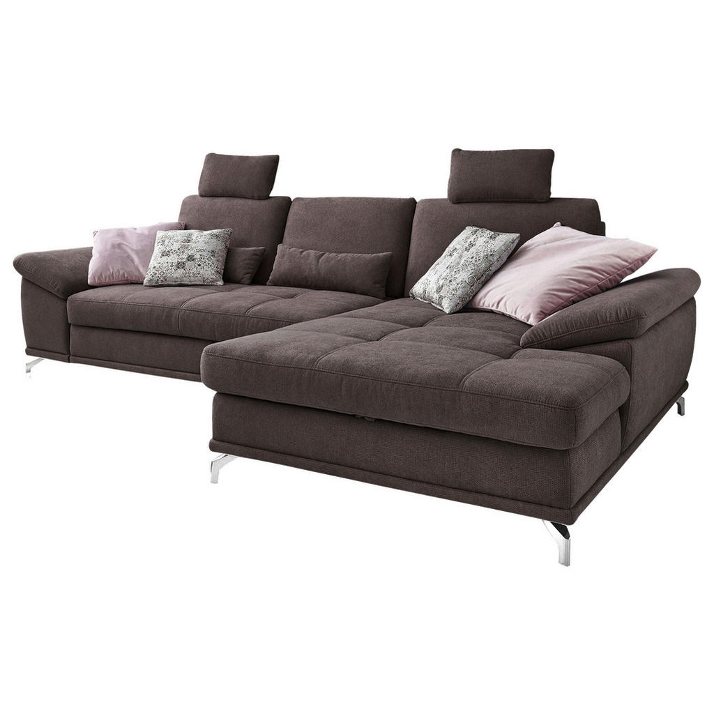 Thumbnail - Sit & More Ecksofa, Dunkelbraun, Textil, 5-Sitzer, Ottomane rechts, L-Form, 301x176 cm, Goldenes M, DGM-Klimapakt, Oeko-...