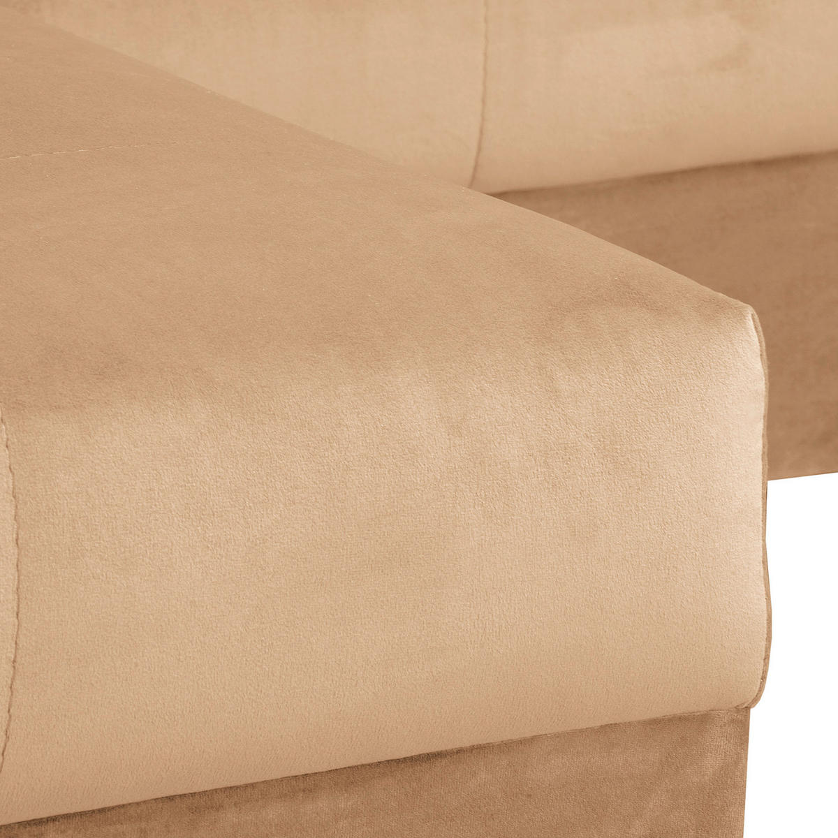 ECKSOFA inkl. Hocker Ariella in Samt Hellbraun  161/231 cm  - Hellbraun/Naturfarben, Design, Holz/Textil (161/231cm) - Livetastic