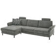 ECKSOFA in Chenille, Flachgewebe Dunkelgrau  175/316 cm  - Dunkelgrau/Schwarz, Design, Textil/Metall (175/316cm) - Dieter Knoll