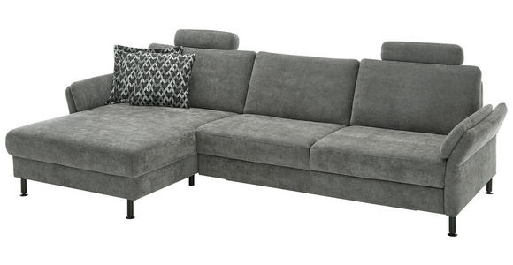 ECKSOFA in Chenille, Flachgewebe Dunkelgrau 175/316 cm - Dunkelgrau/Schwarz, Design, Textil/Metall (175/316cm) - Dieter Knoll