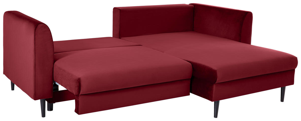 ECKSOFA Rot Velours  - Rot/Schwarz, Design, Holz/Textil (235/165cm) - Ti'me