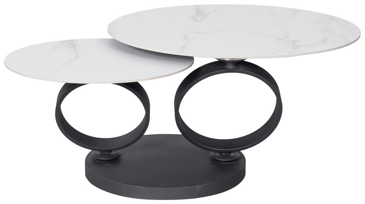 MĂSUțĂ DE CAFEA metal, ceramică 80-133,5/80/43 cm   - alb/negru, Design, ceramică/metal (80-133,5/80/43cm) - Dieter Knoll