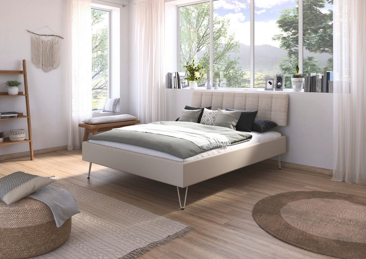 BETT 160/200 cm,  in Champagner,  - Champagner, Design, Textil/Metall (160/200cm) - Carryhome